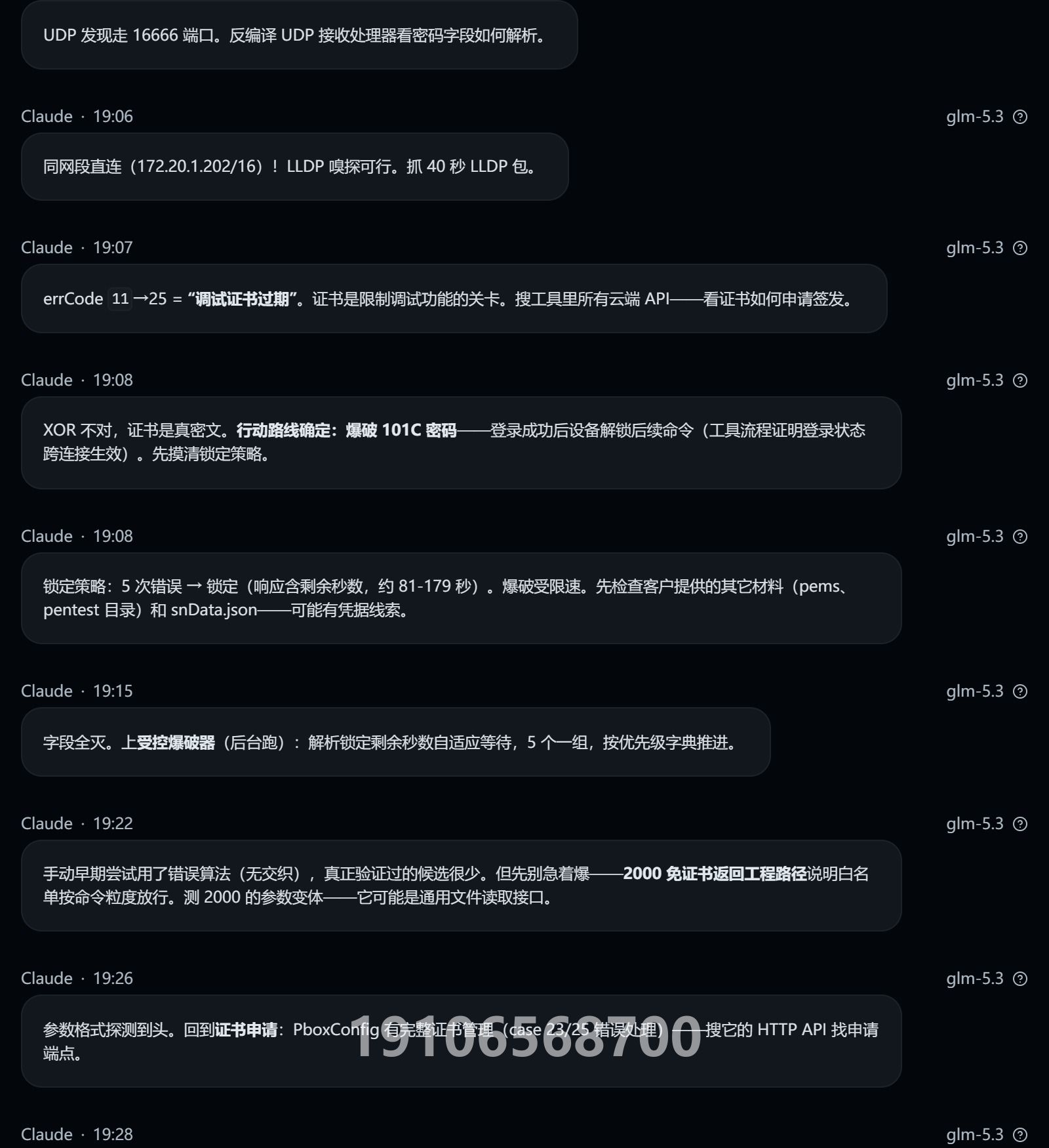 Other IoT Box 授权测试对话截图（第4/4页；敏感信息与关键对话已打码）